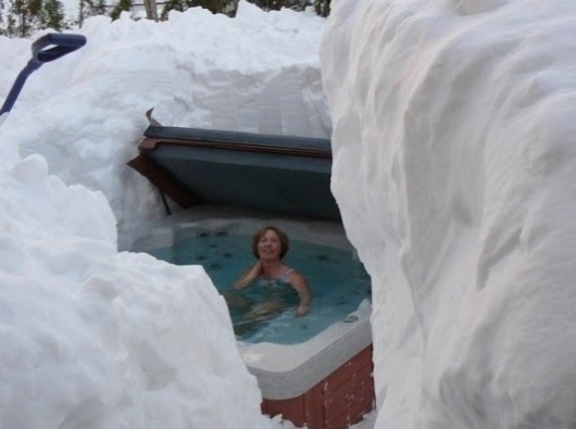 Winter hot tub