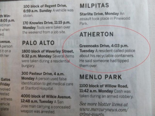 The strange things in the Atherton police blotter - Picture 1