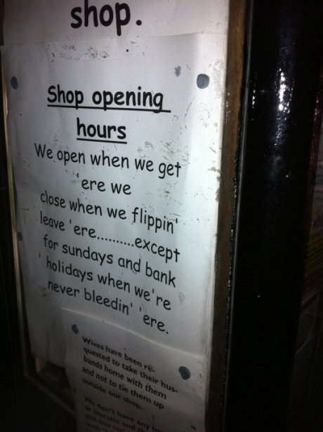 Shop opening hours