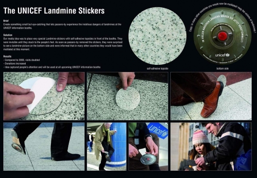 UNICEF landmine stickers
