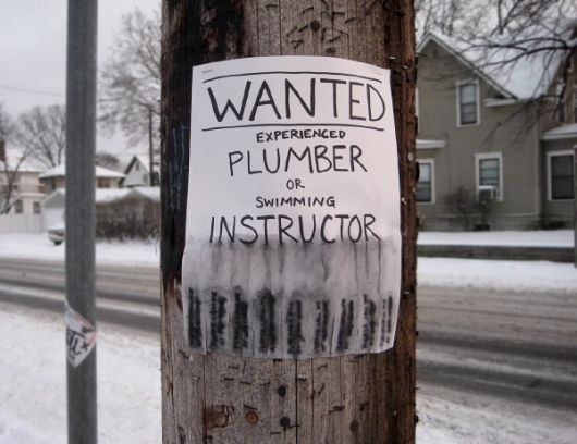Wanted experienced plumber or swimming instructor