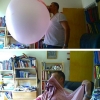 Huge bubblegum balloon pop