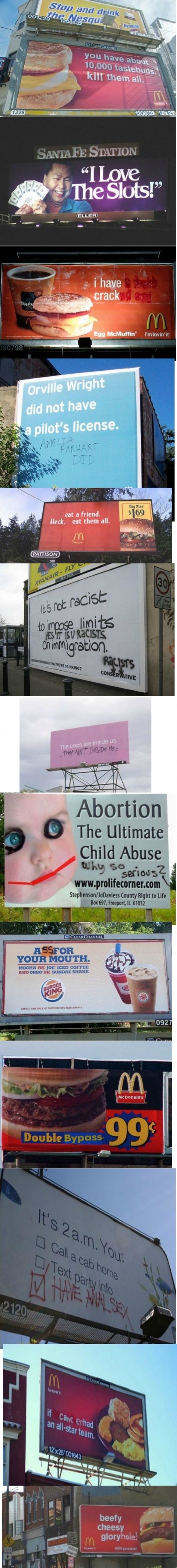 Funny billboard vandalism