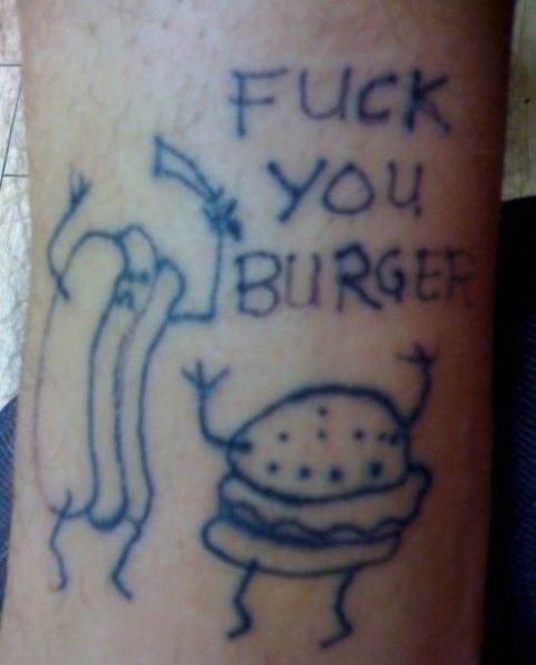 Hot-dog vs burger tattoo