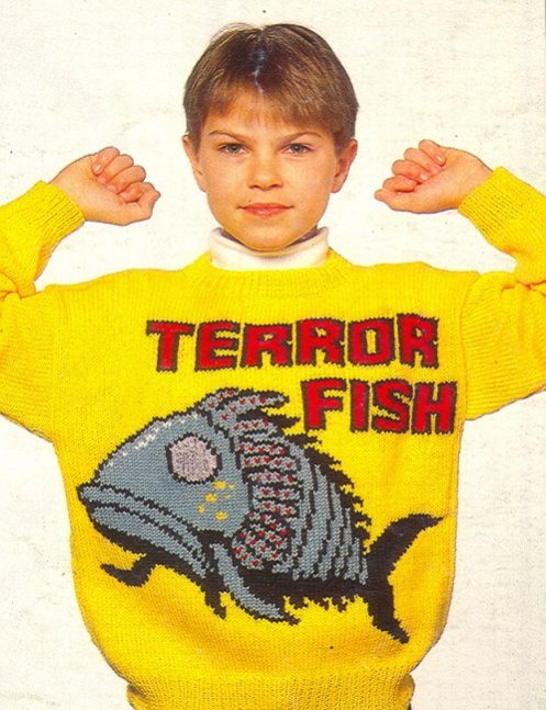Terror fish knitted sweater