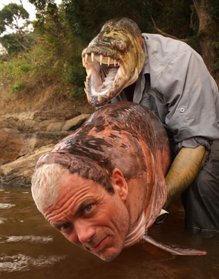 Fisherman vs. fish face swap