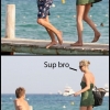 Kate Moss pushes kid into the water