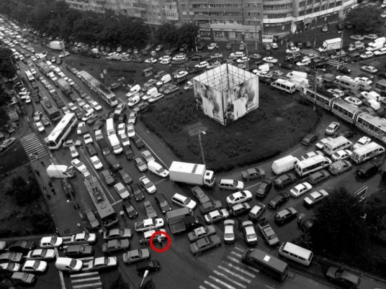 Big intersection traffic jam