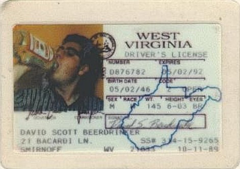 Drunk guy's driver's licence