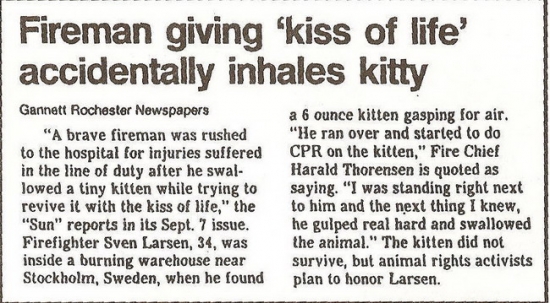 Fireman inhales kitty