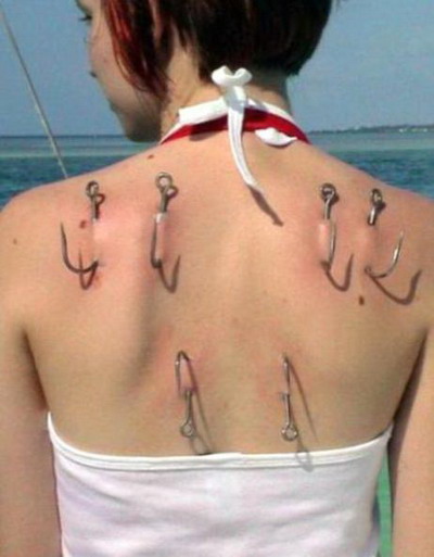 Fishing hook piercings