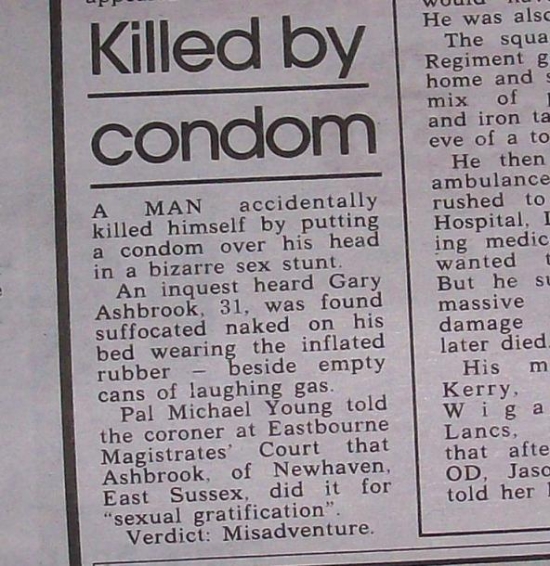 Killed by a condom