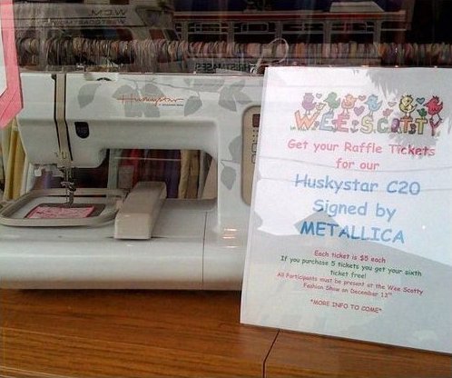 Sewing machine signed by Metallica