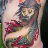 Zombie fish Jesus tattoo