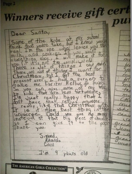Amanda's letter to Santa
