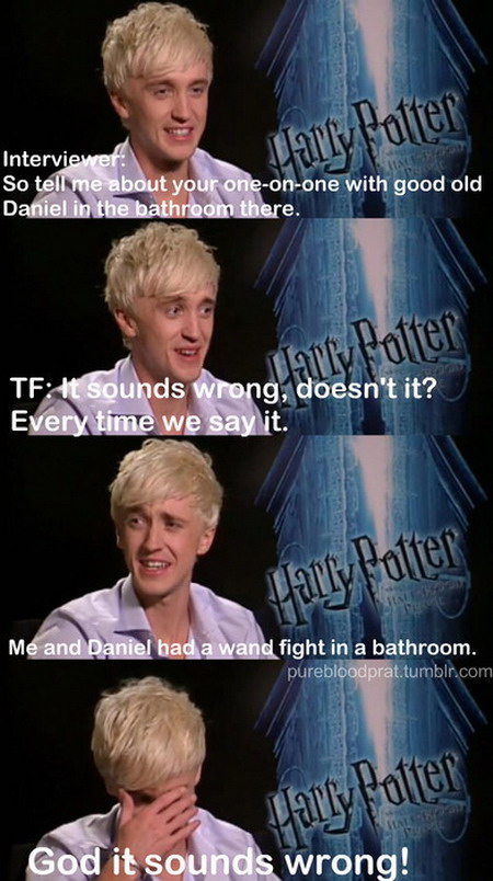 Draco Malfoy and Harry Potter in the bathroom