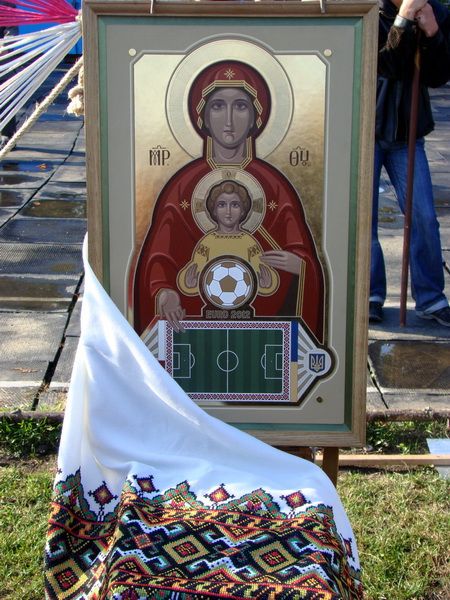 Mary and Jesus watch over the soccer team
