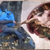 Michelangelo's Creation of a drunk hippie