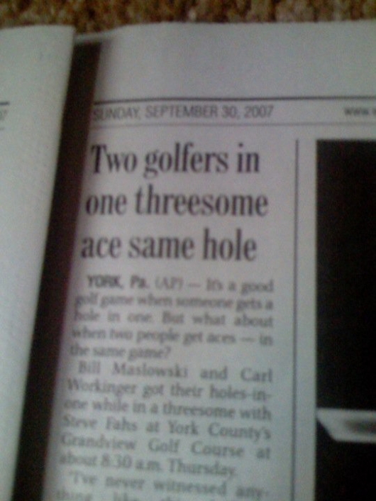 Two golfers in one threesome ace same hole
